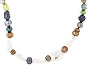 White and Multi-Color Cultured Freshwater Pearl 36 Inch Endless Strand Necklace