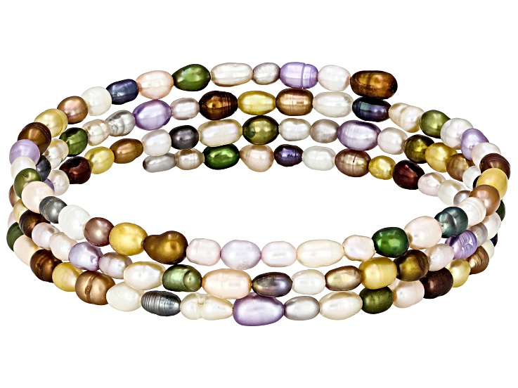 Multi Color Cultured Freshwater Pearl Expandable Bangle - PW938 | JTV