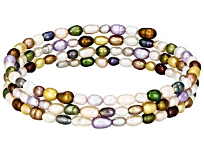 Multi Color Cultured Freshwater Pearl Expandable Bangle