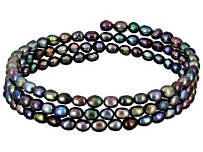 Black Cultured Freshwater Pearl Expandable Bangle