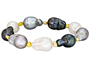 Genusis™ White, Black, Platinum & Golden Cultured Freshwater Pearl 8 Inch Bracelet
