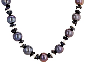 Genusis™ Black & White Cultured Freshwater Pearl Rhodium Over Sterling Silver Necklace
