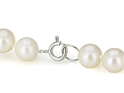 White Cultured Freshwater Pearl Rhodium Over Sterling Silver 18