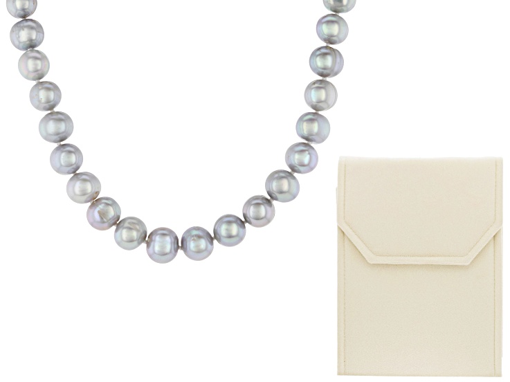 Platinum Cultured Freshwater Pearl Rhodium Over Sterling Silver 24 Inch Strand Necklace & Folder