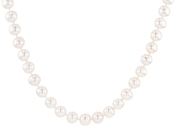 Picture of White Cultured Freshwater Pearl Rhodium Over Sterling Silver Strand Necklace 24 inch