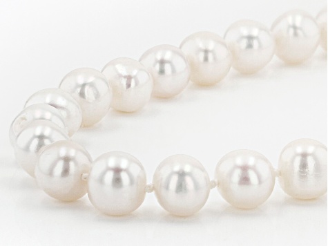 White Cultured Freshwater Pearl Rhodium Over Sterling Silver Strand ...