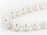 White Cultured Freshwater Pearl Rhodium Over Sterling Silver Strand Necklace 24 inch