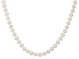 White Cultured Freshwater Pearl Sterling Silver Necklace 9-10mm