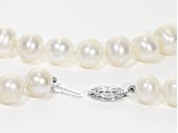 White Cultured Freshwater Pearl Sterling Silver Necklace 9-10mm