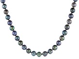 Black Cultured Freshwater Pearl Sterling Silver Necklace 9-10mm