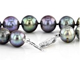 Black Cultured Freshwater Pearl Sterling Silver Necklace 9-10mm