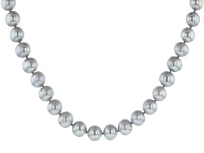 Platinum Cultured Freshwater Pearl Sterling Silver Necklace 9-10mm