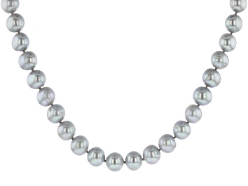 Picture of Platinum Cultured Freshwater Pearl Sterling Silver Necklace 9-10mm