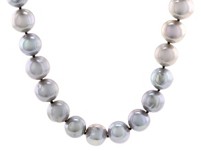 Platinum Cultured Freshwater Pearl Sterling Silver Necklace 9-10mm