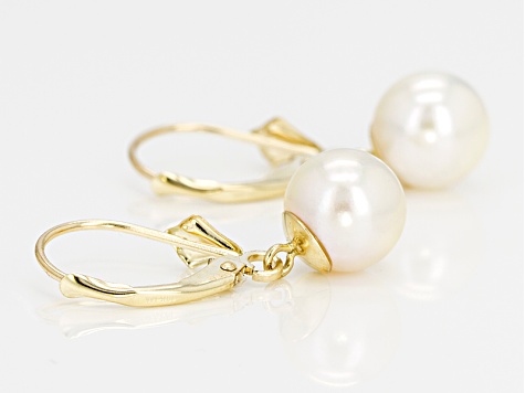 Japanese Akoya Pearl Stud Earrings with Trio Diamonds | Angara