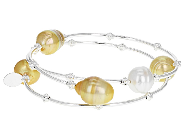 9-10mm Cultured South Sea Pearl Sterling Silver Memory Wire
