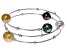 Multi-Color Cultured South Sea And Tahitian Pearl Sterling Silver Memory Wire Bracelet