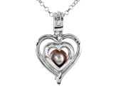 Wish Pearl, Cultured Freshwater Pearl Rhodium Over Silver Cage Pendant