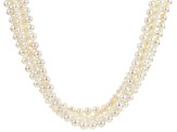 White Cultured Freshwater Pearl Rhodium Over Silver Necklace 5-8mm