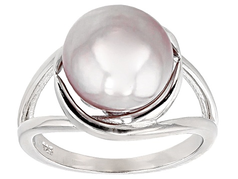 Lavender Cultured Kasumiga Pearl Rhodium Over Silver Ring 10.75-12mm