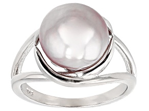 Lavender Cultured Kasumiga Pearl Rhodium Over Silver Ring 10.75-12mm
