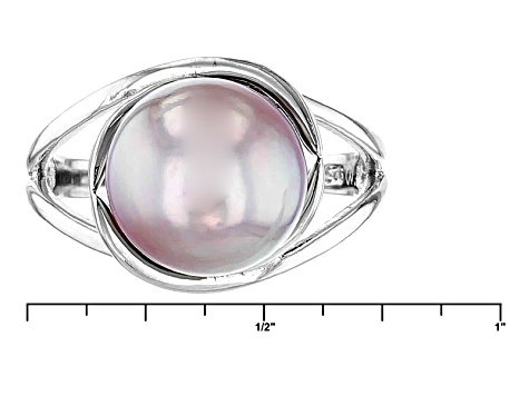 Lavender Cultured Kasumiga Pearl Rhodium Over Silver Ring 10.75-12mm