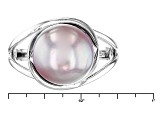 Lavender Cultured Kasumiga Pearl Rhodium Over Silver Ring 10.75-12mm