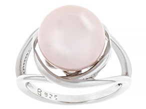 Pink Cultured Kasumiga Pearl Rhodium Over Silver Ring 10.75-12mm