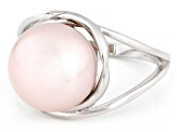 Pink Cultured Kasumiga Pearl Rhodium Over Silver Ring 10.75-12mm