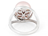 Pink Cultured Kasumiga Pearl Rhodium Over Silver Ring 10.75-12mm