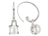 Cultured Freshwater Pearl With Mother Of Pearl Quartz Doublet Rhodium Over Silver Earrings