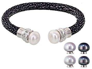 Picture of Multi-Color Cultured Freshwater Pearl Rhodium Over Silver interchangeable Bracelet