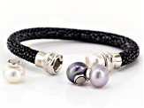 Multi-Color Cultured Freshwater Pearl Rhodium Over Silver interchangeable Bracelet