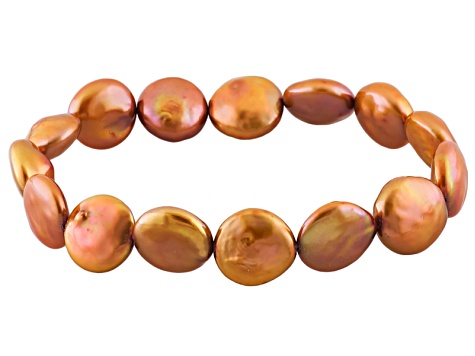 Brown Cultured Freshwater Pearl Stretch Bracelet 12-13mm