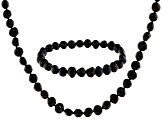 Black Cultured Freshwater Pearl Necklace And Bracelet Set 7-8mm