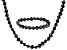 Black Cultured Freshwater Pearl Necklace And Bracelet Set 7-8mm