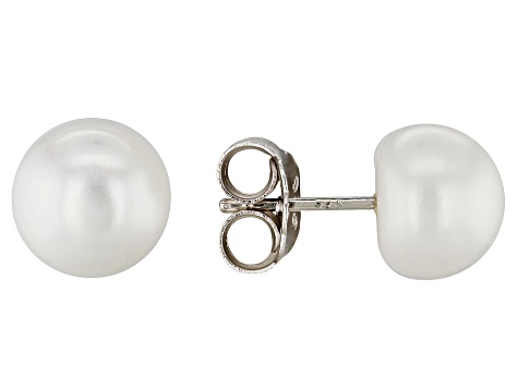 Multi-Color Cultured Freshwater Pearl Rhodium Over Sterling Silver Stud Earrings Set of 7