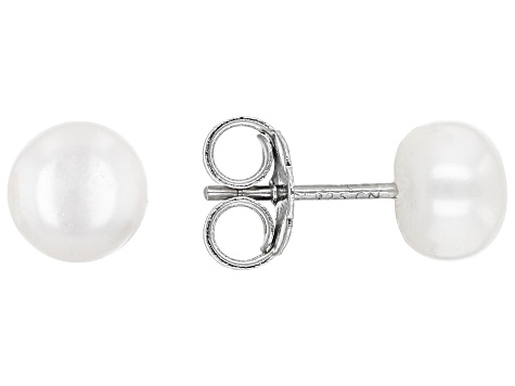 Multi-Color Cultured Freshwater Pearl Rhodium Over Sterling Silver Stud Earrings Set of 7