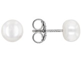 Multi-Color Cultured Freshwater Pearl Rhodium Over Sterling Silver Stud Earrings Set of 7