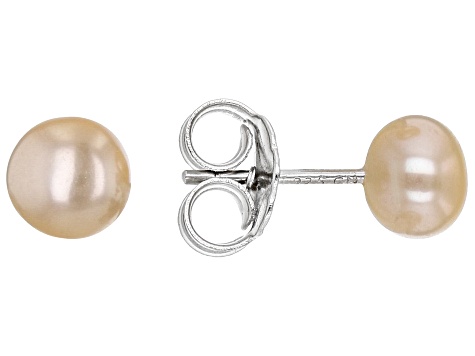 Multi-Color Cultured Freshwater Pearl Rhodium Over Sterling Silver Stud Earrings Set of 7