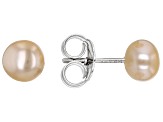 Multi-Color Cultured Freshwater Pearl Rhodium Over Sterling Silver Stud Earrings Set of 7