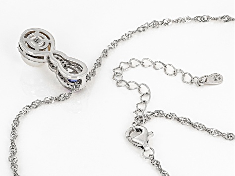 White Cultured Freshwater Pearl With Tanzanite & Zircon Rhodium Over Silver Pendant With Chain