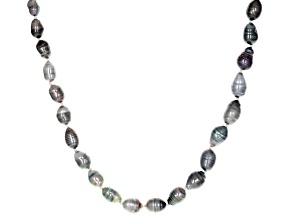4-5mm Cultured Keshi Tahitian Pearl Rhodium Over Sterling Silver 18 Inch Strand Necklace