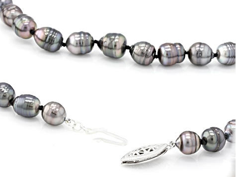 7mm Cultured Tahitian Pearl Rhodium Over Sterling Silver 18 Inch Strand Necklace