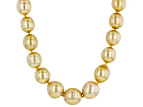 8-11mm Golden Cultured South Sea Pearl 14k Yellow Gold 18 Inch Strand Necklace