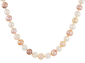 Cultured Freshwater Pearl Rhodium Over Silver Necklace 8-9mm