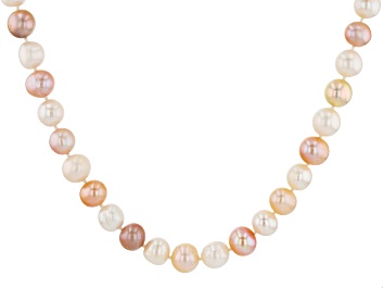 Picture of Cultured Freshwater Pearl Rhodium Over Silver Necklace 8-9mm