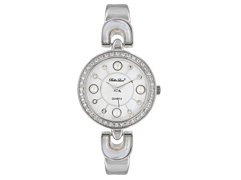 Cultured Freshwater Pearl & South Sea Mother Of Pearl & Cubic Zirconia Rhodium Over Brass Watch