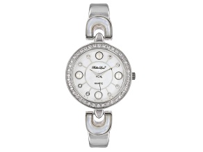 Cultured Freshwater Pearl & South Sea Mother Of Pearl & Cubic Zirconia Rhodium Over Brass Watch