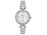 Cultured Freshwater Pearl & South Sea Mother Of Pearl & Cubic Zirconia Rhodium Over Brass Watch